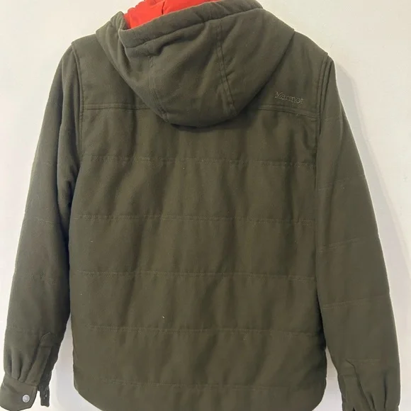 Marmot Banyons Insulated Hoodie Full Zip Army Green Orange Jacket Men's Sz M - Picture 8 of 13